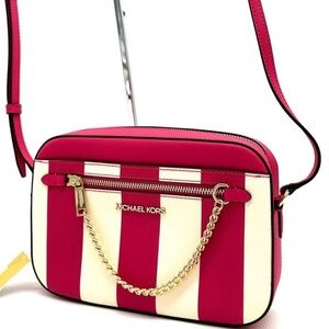 Michael Kors Large EW Zip Chain Xbody Crossbody Bag Electric Pink Multi